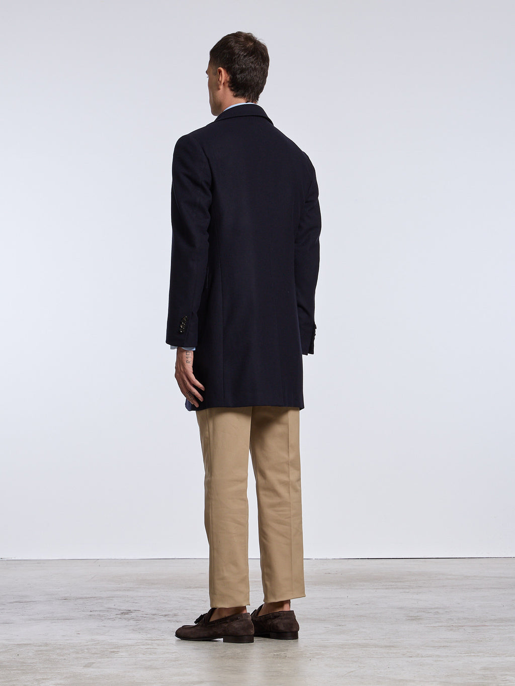 "TORINO" SINGLE-BREASTED WOOL COAT - DARK BLUE