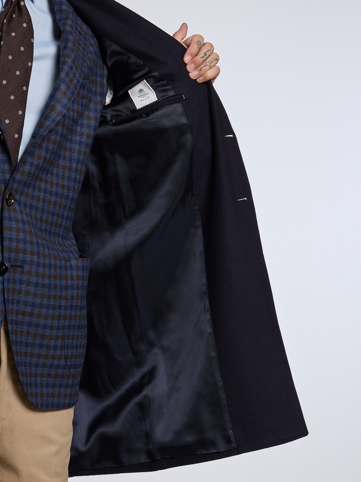 "TORINO" SINGLE-BREASTED WOOL COAT - DARK BLUE