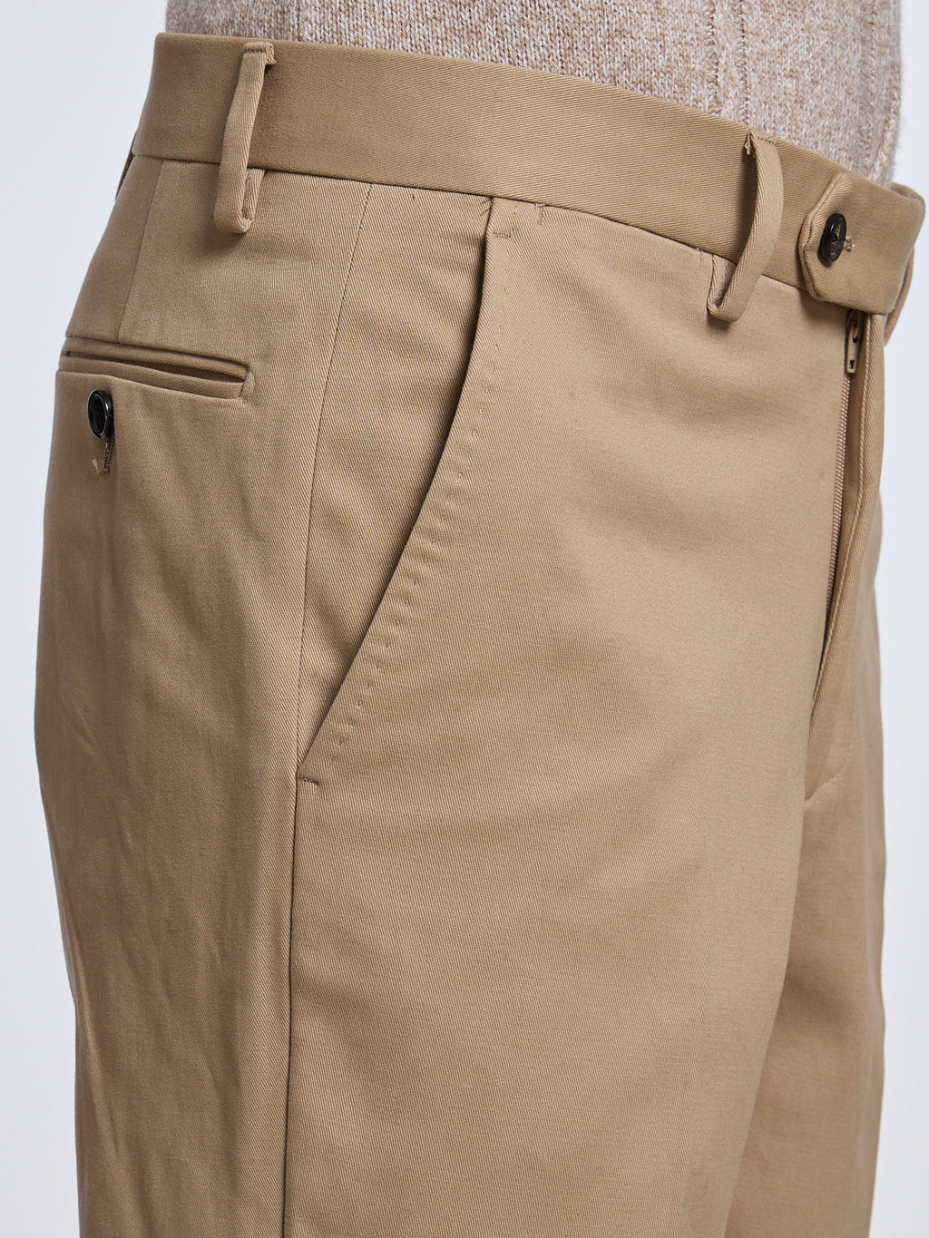 CLASSIC "NO PINCES" COTTON TROUSERS - BEIGE