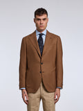 SINGLE-BREASTED WOOL/CASHMERE JACKET - BROWN