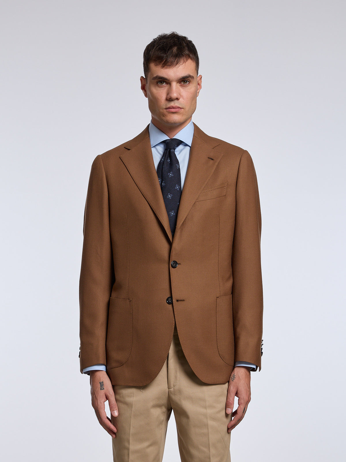 SINGLE-BREASTED WOOL/CASHMERE JACKET - BROWN