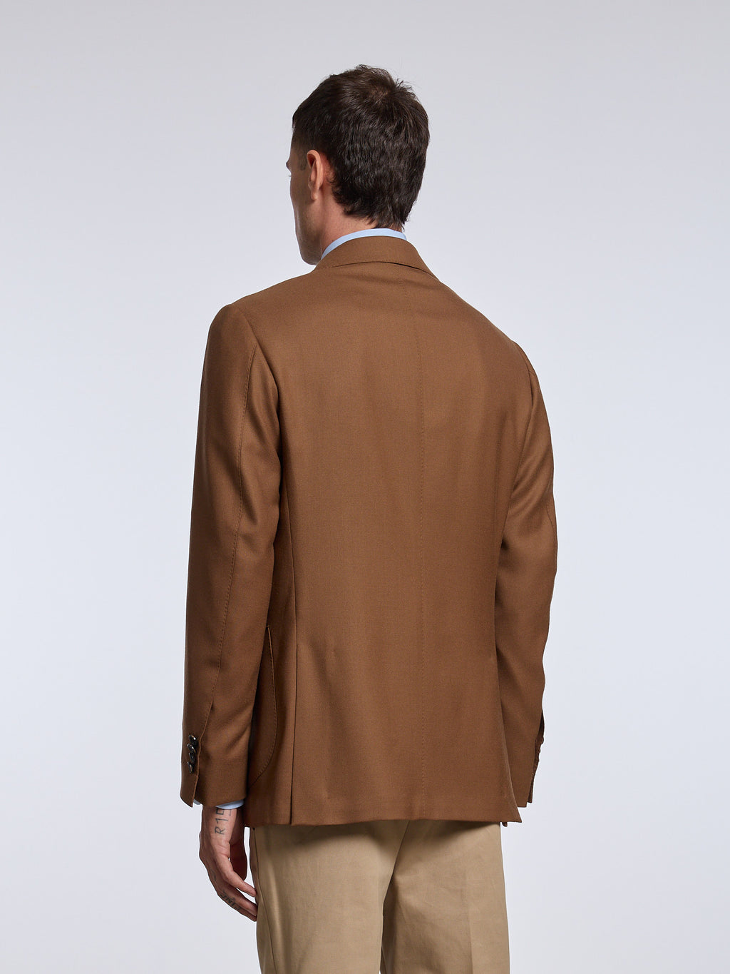 SINGLE-BREASTED WOOL/CASHMERE JACKET - BROWN