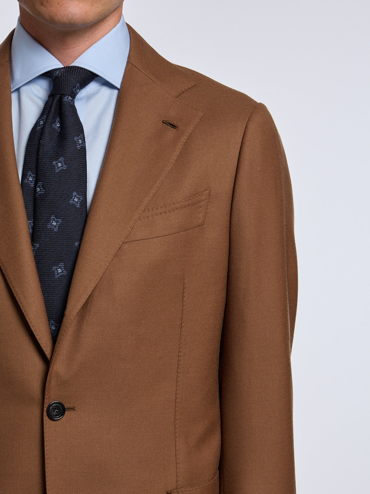 SINGLE-BREASTED WOOL/CASHMERE JACKET - BROWN