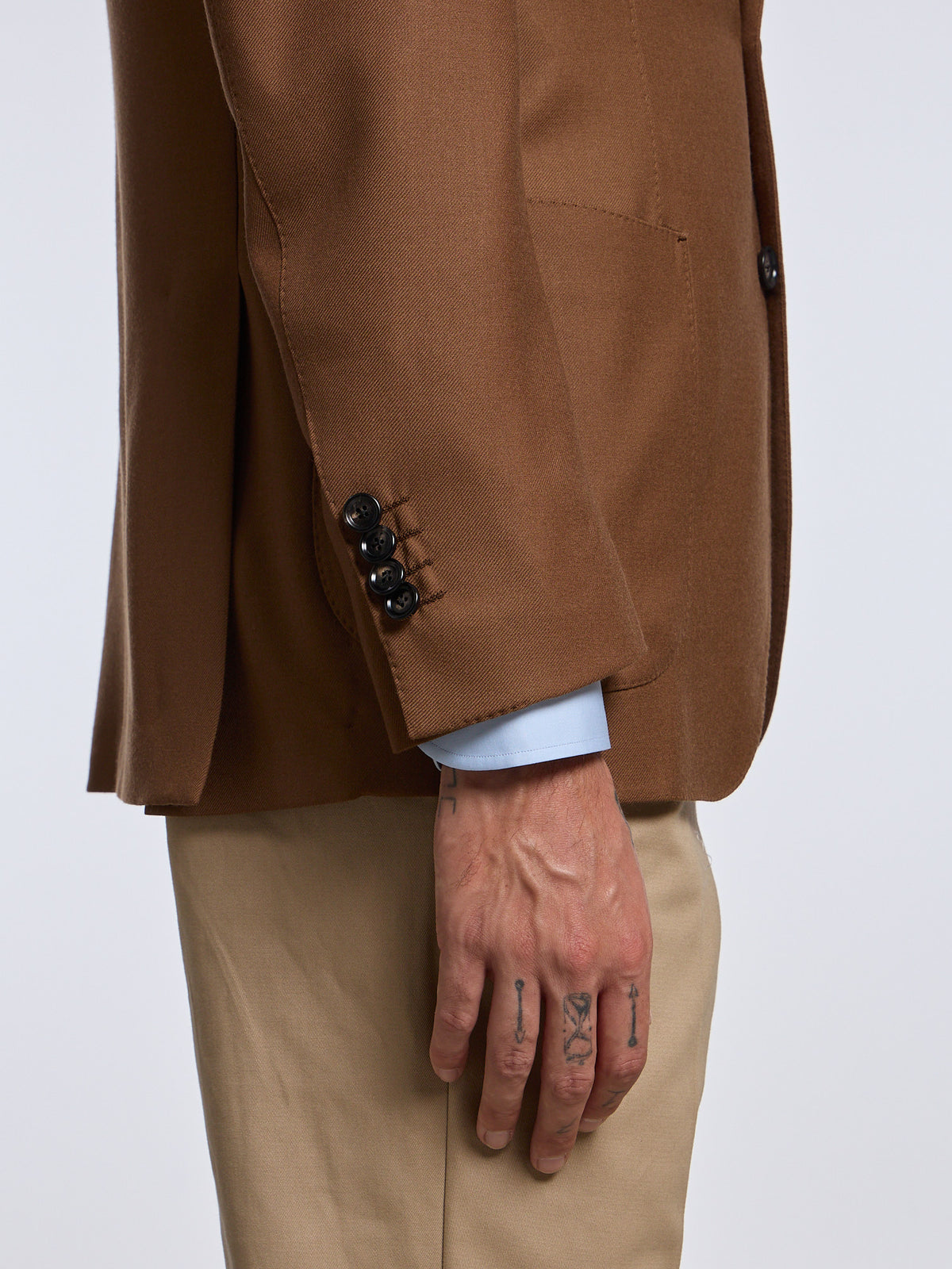 SINGLE-BREASTED WOOL/CASHMERE JACKET - BROWN