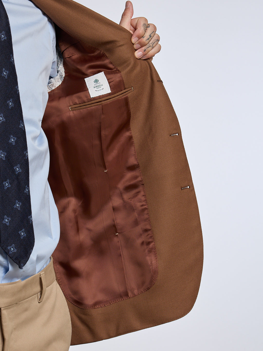 SINGLE-BREASTED WOOL/CASHMERE JACKET - BROWN