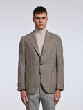 SINGLE-BREASTED "HOUNDSTOOTH" WOOL BLEND JACKET - BROWN/BEIGE