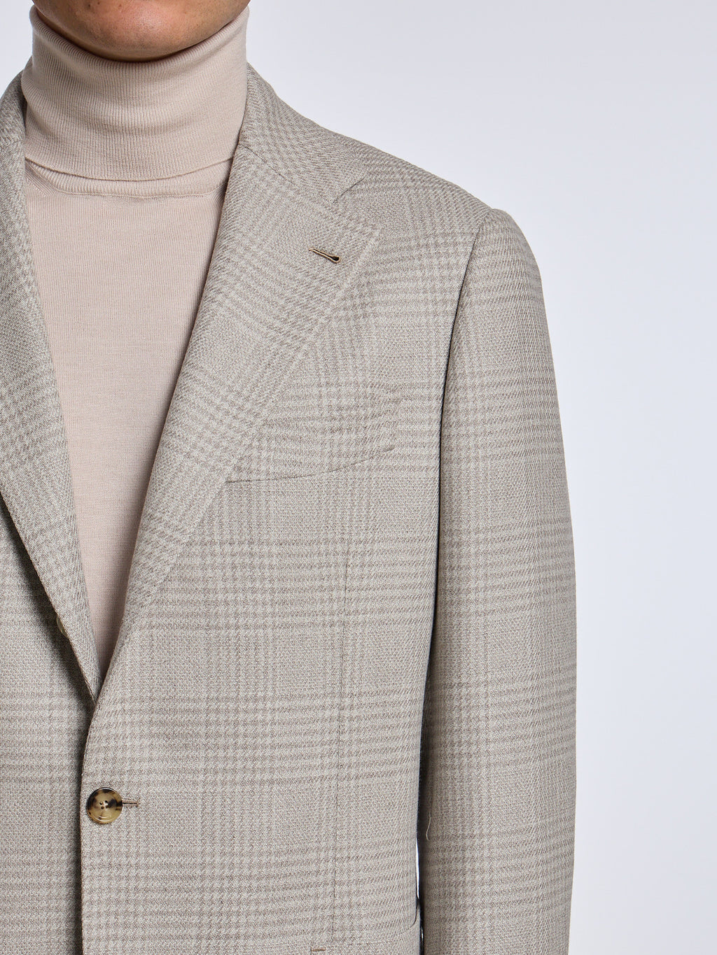 SINGLE-BREASTED "PRINCE OF WALES" WOOL JACKET - BEIGE