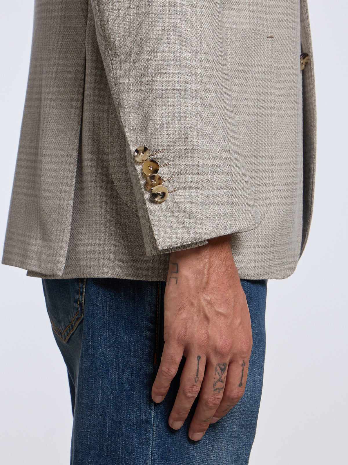 SINGLE-BREASTED "PRINCE OF WALES" WOOL JACKET - BEIGE