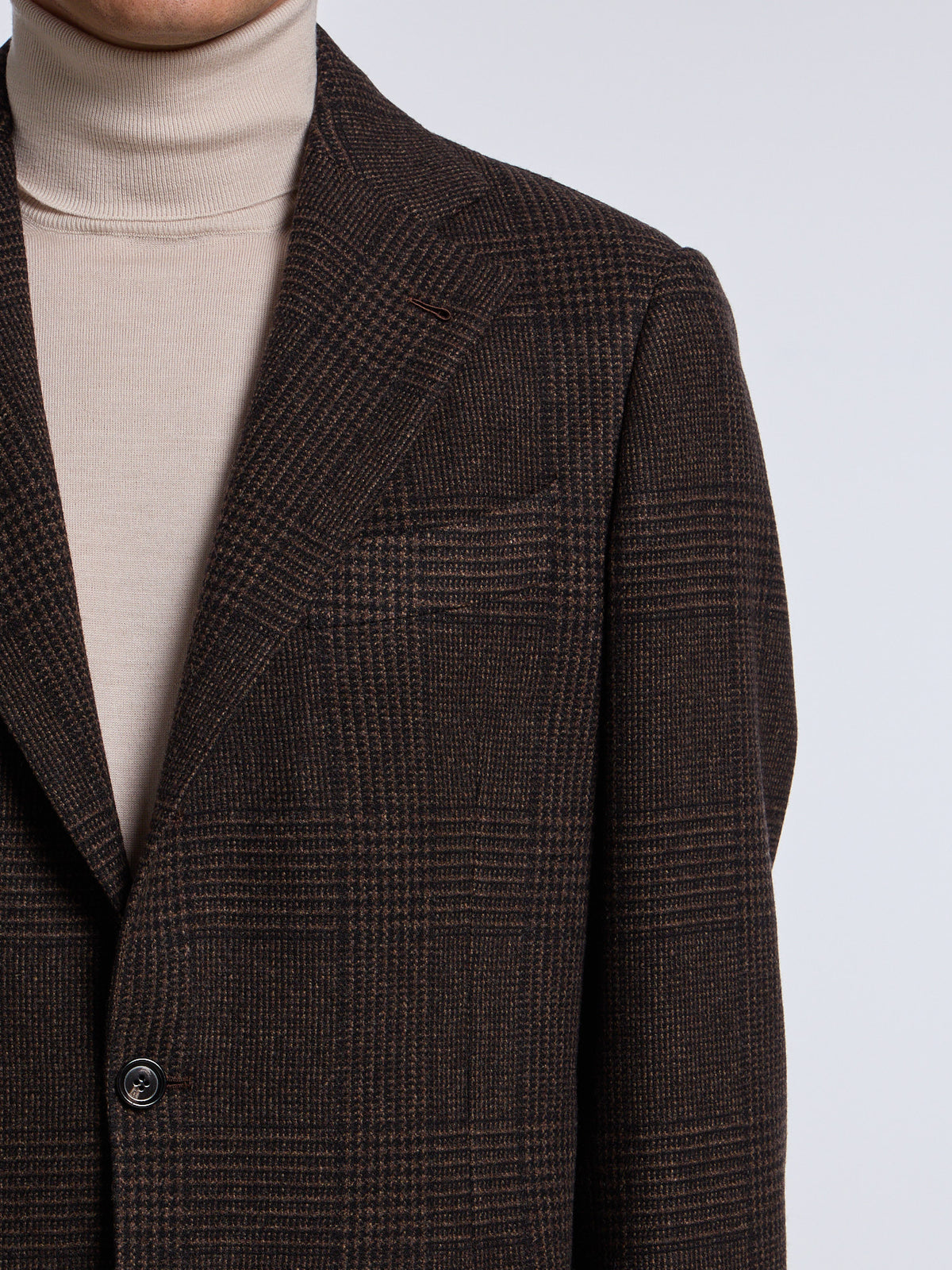SINGLE-BREASTED "PRINCE OF WALES" WOOL JACKET - BROWN