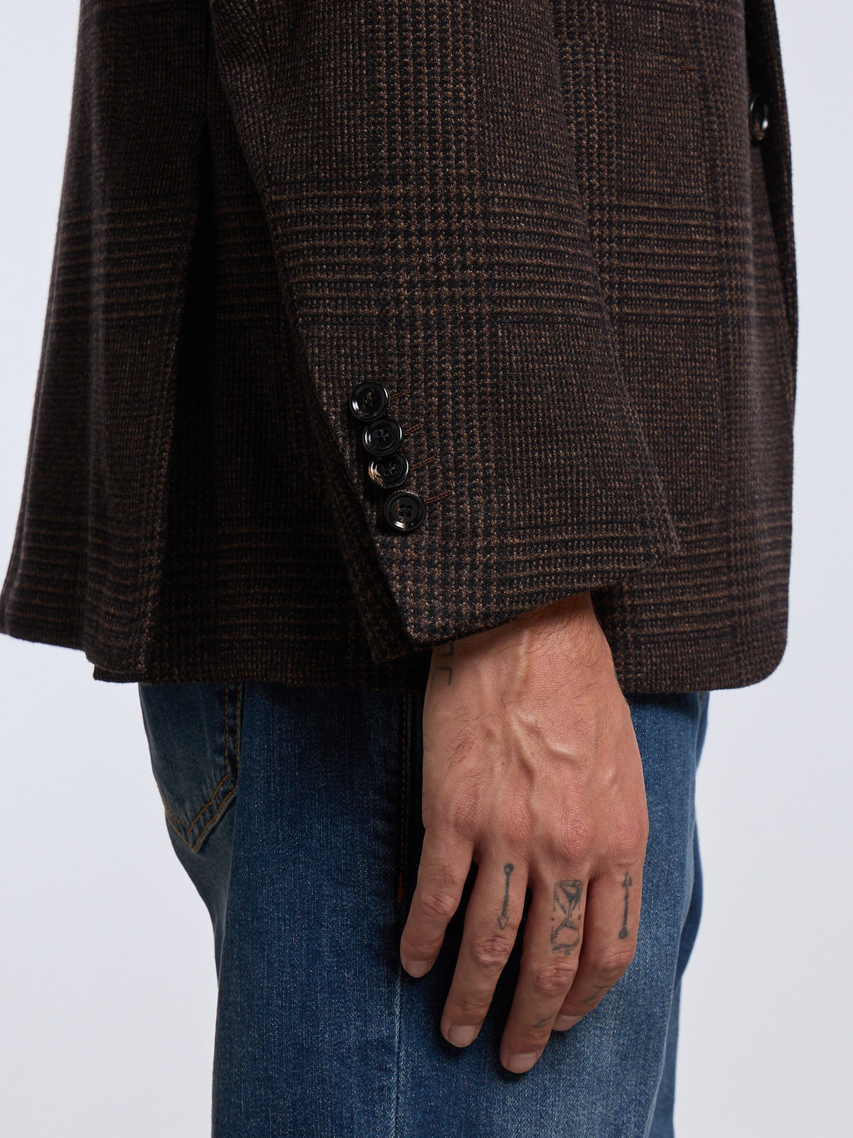 SINGLE-BREASTED "PRINCE OF WALES" WOOL JACKET - BROWN