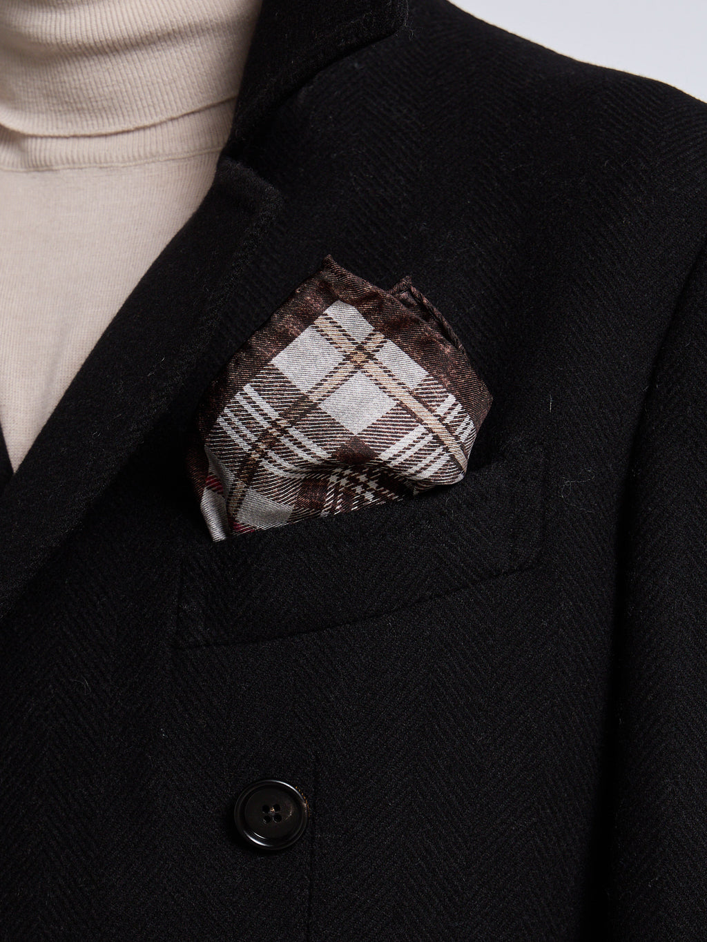 SILK POCKET SQUARE - BROWN/GREY