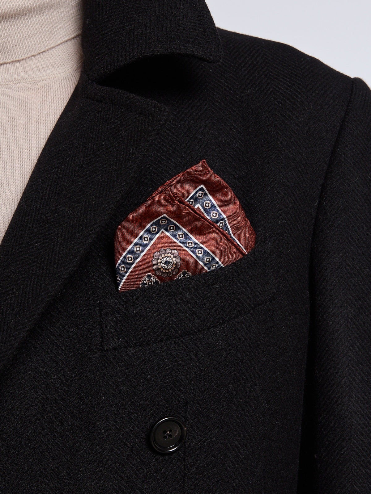 SILK POCKET SQUARE - RUST