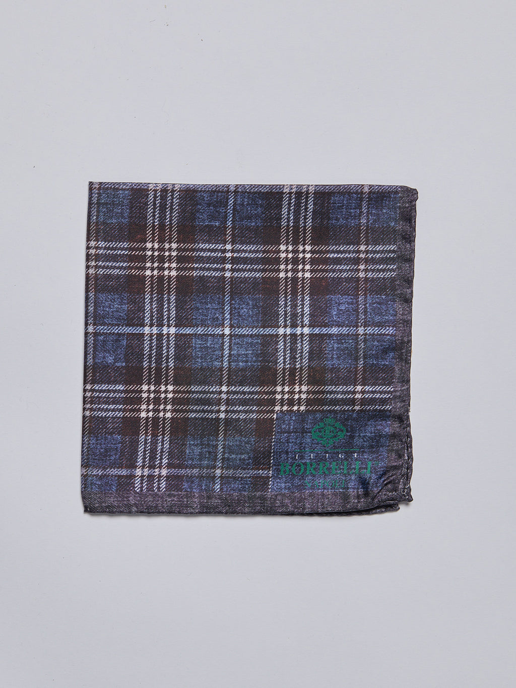 SILK POCKET SQUARE - BLUE/BROWN