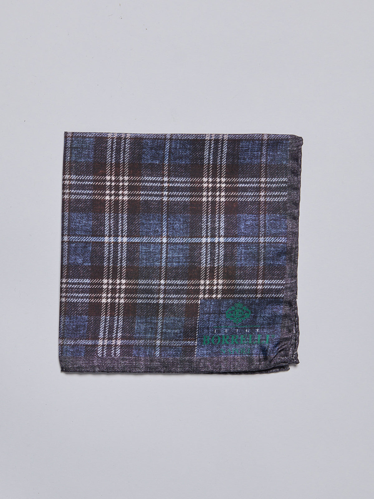 SILK POCKET SQUARE - BLUE/BROWN