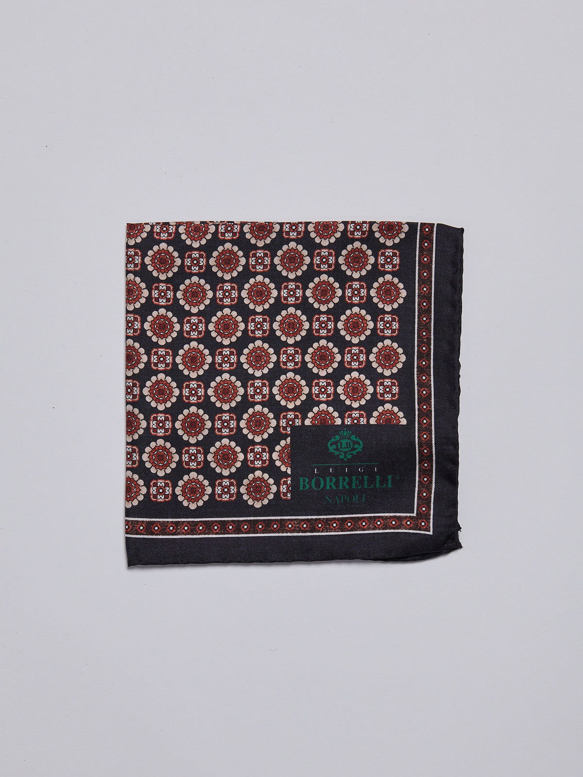 SILK POCKET SQUARE - BLACK/RED
