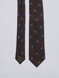 TAILORED WOOL/SILK BLEND TIE - BROWN/LIGHT BLUE