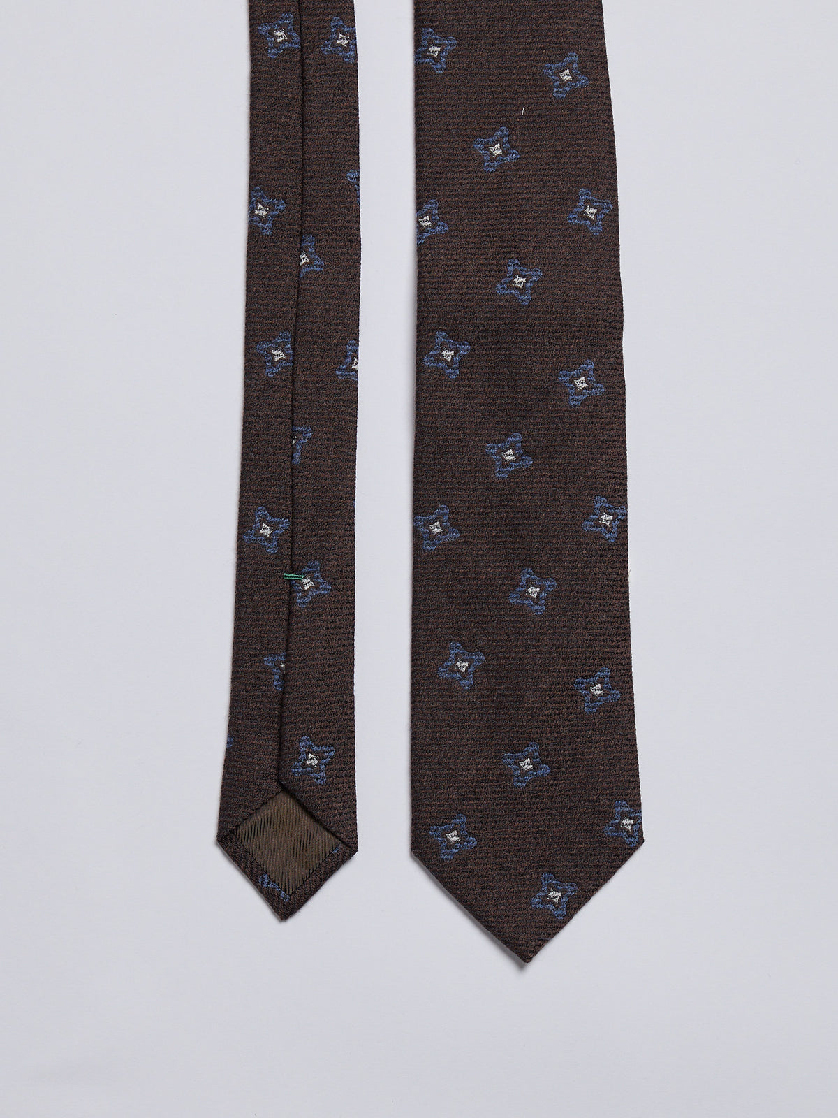 TAILORED WOOL/SILK BLEND TIE - BROWN/LIGHT BLUE