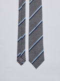 TAILORED WOOL BLEND TIE - GREY/LIGHT BLUE