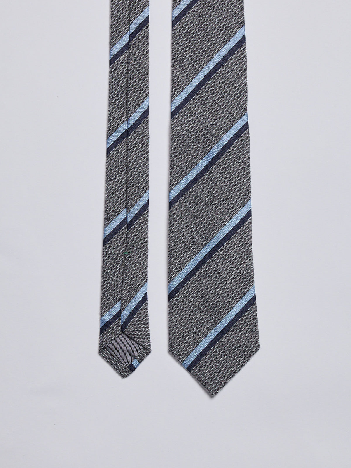 TAILORED WOOL BLEND TIE - GREY/LIGHT BLUE