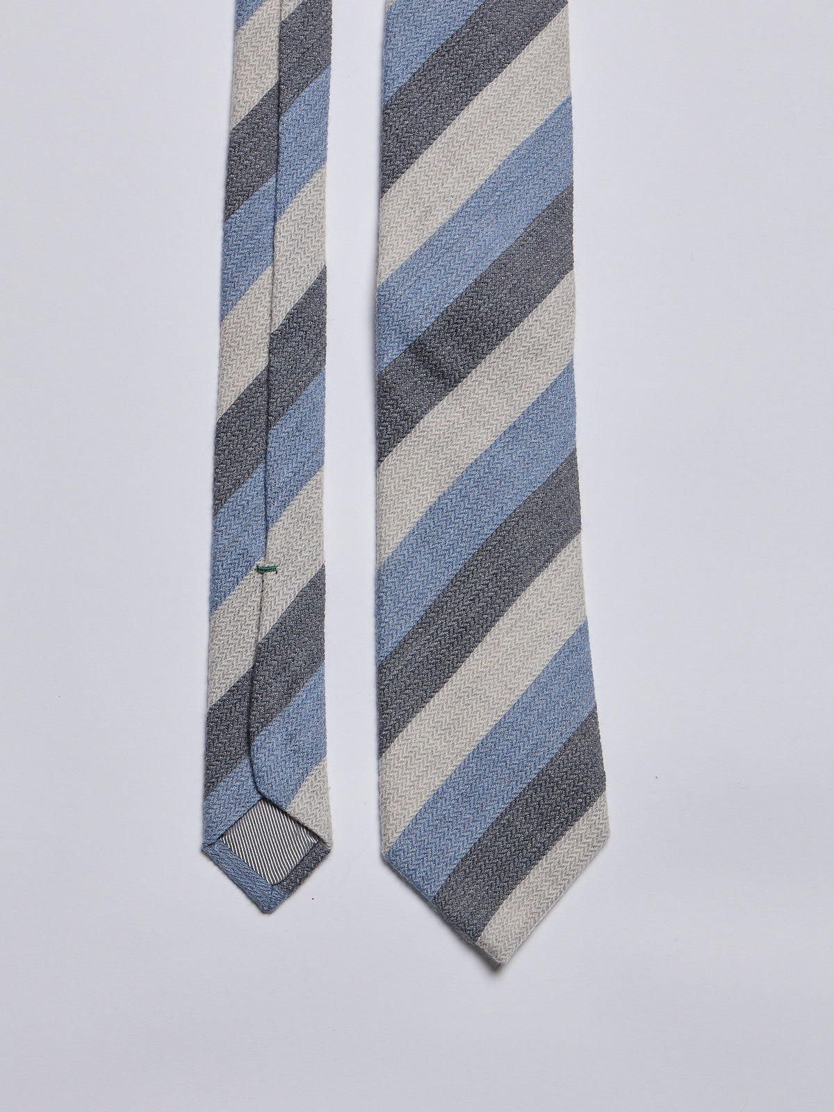 TAILORED WOOL TIE - GREY/LIGHT BLUE