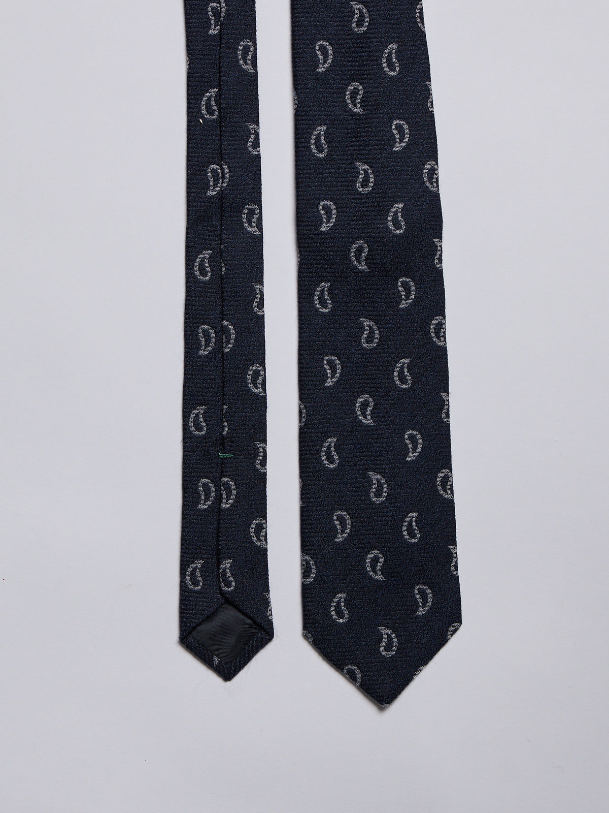TAILORED SILK/WOOL BLEND TIE - BLUE