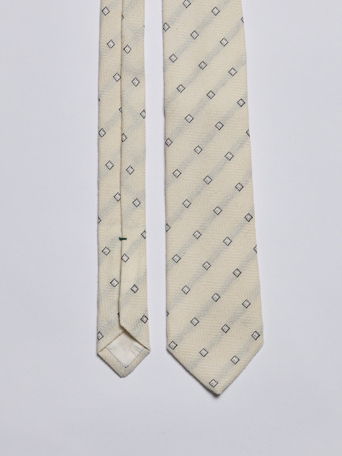 TAILORED SILK/WOOL BLEND TIE - CREAM