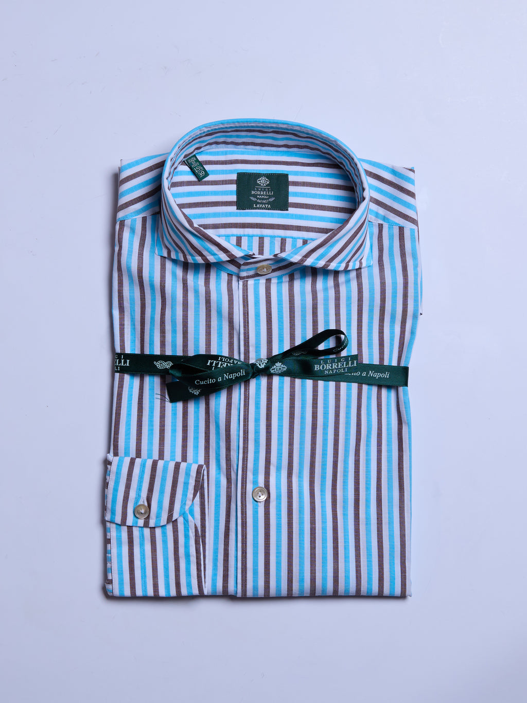 "ZEPHIRE" STRIPED SHIRT - TURQUOISE/BROWN