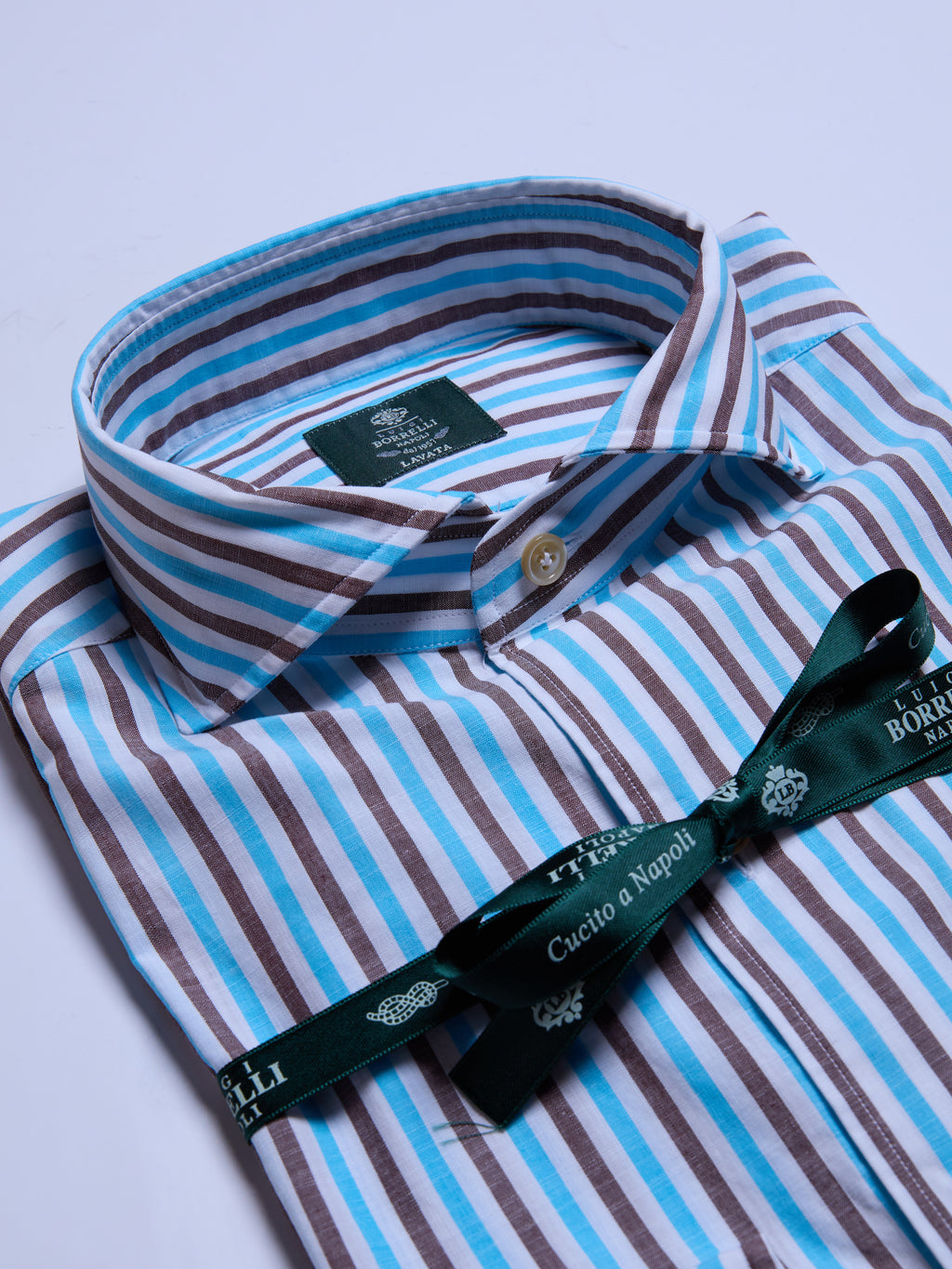 "ZEPHIRE" STRIPED SHIRT - TURQUOISE/BROWN