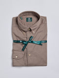 TWILL "BUTTON-DOWN" SHIRT - BEIGE/LIGHT GREEN